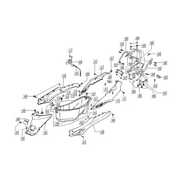 Kappen - Beplating achterzijde Kymco Dink 50 2-takt LC zilver