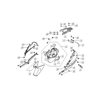 Kappen - Beplating achterzijde Kymco DJ 2-takt Zilver