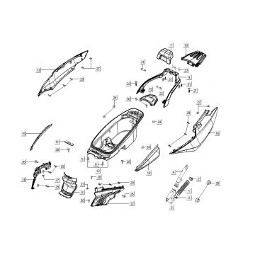 Kappen - Beplating achterzijde Kymco G-Dink 2-takt Donkergrijs