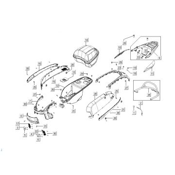 Kappen - Beplating achterzijde Kymco Like 4-takt metallic zwart