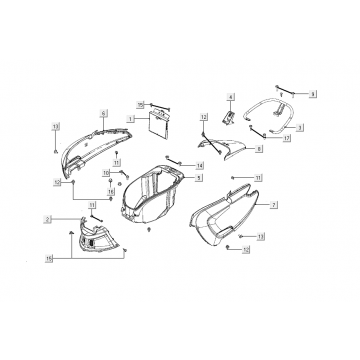 Kappen - Beplating achterzijde Kymco Like 50 Euro 4 2018→ wit