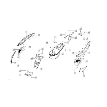 Kappen - Beplating achterzijde Kymco Super8 50 4-takt 2009→ Matzwart
