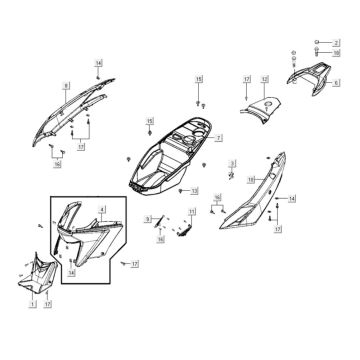 Kappen - Beplating achterzijde Kymco Agility City 16 200i