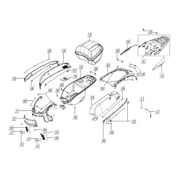Kappen - Beplating achterzijde Kymco Like 125