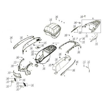 Kappen - Beplating achterzijde Kymco Like 200i Zwart