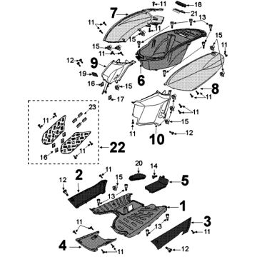 Kappen - Beplating achterzijde Peugeot Kisbee Iced Grey (Euro 4 2018 →)