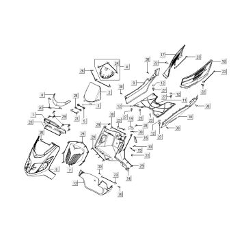 Kappen - Beplating Kymco New Dink 50 4-takt AC donkergrijs