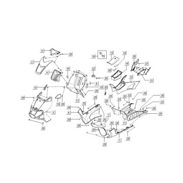 Kappen - Beplating Kymco Super9 50 2-takt nieuw model zilver