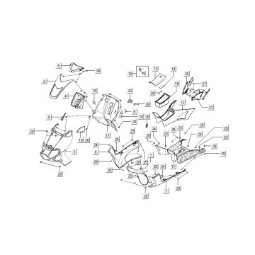 Kappen - Beplating Kymco Super9 50 2-takt AC 2000-2002 matzwart geel