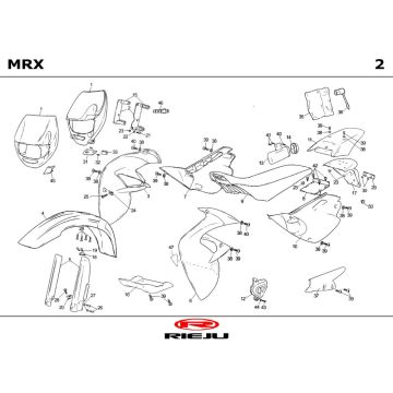 Kappen - Beplating Rieju MRX blauw 2004 2-takt
