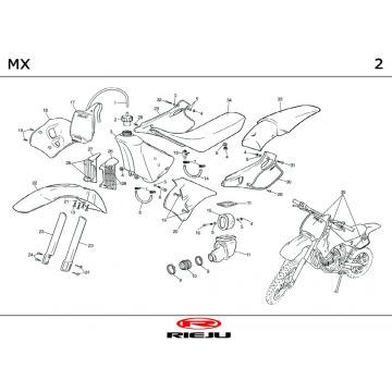 Kappen - Beplating Rieju MX oranje 2000 2-takt