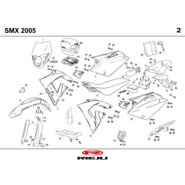 Kappen - Beplating Rieju SMX blauw 2004 2-takt