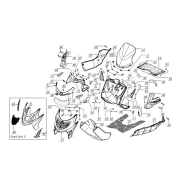 Kappen - Beplating voorzijde en midden Kymco Grand Dink 50 2-takt AC titanium