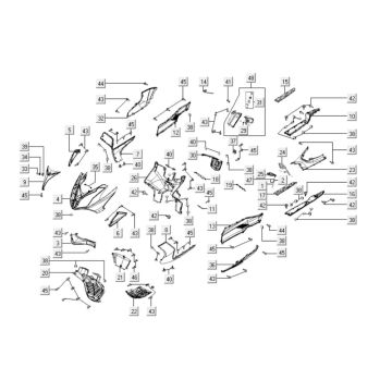 Kappen - Beplating voorzijde Kymco Downtown 300i donkergrijs