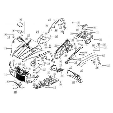 Kappen - Beplating voorzijde Kymco MXU 500
