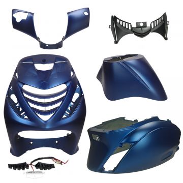 Kappenset SP look Piaggio Zip 2000→50cc 2/4-takt mat blauw BMW M45 + led verlichting DMP 6-delig