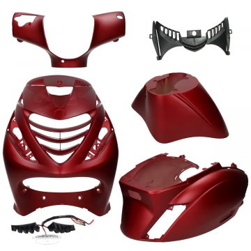 Kappenset SP look Piaggio Zip 2000→50cc 2/4-takt mat rood + led verlichting DMP 6-delig