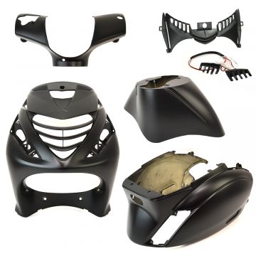 Kappenset SP look Piaggio Zip 2000→50cc 2/4-takt semi matzwart  + led verlichting Power 1 6-delig