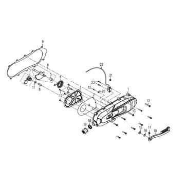 Carterdeksel 3B3 50 4-takt AC Euro 4 2018→ partsproduct-Kickstartdelen-Kymco-Activ-4-takt-blauw-zwart