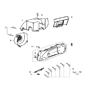 Carterdeksel - Koelkappen Peugeot Speedfight 2 50 2-takt AC Zwart