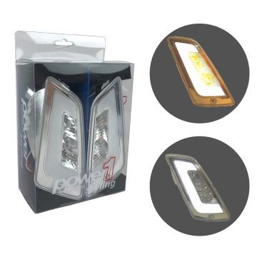 Knipperlichtset voorzijde Power 1 LED 2014→dagrijlicht Vespa GT/GTL/GTV/GTS 125-300 wit helder glas