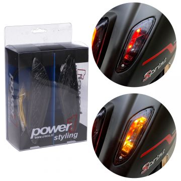Knipperlichtset Power 1 LED dagrijdverlichting Vespa Primavera/Sprint smoke achterzijde (inclusief kabelboom)