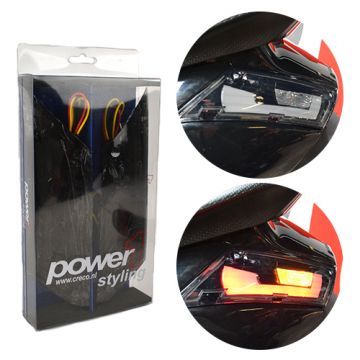 Knipperlicht set Piaggio Zip 2000→50cc 2/4-takt led Tube Power 1 Audi Look smoke achterzijde