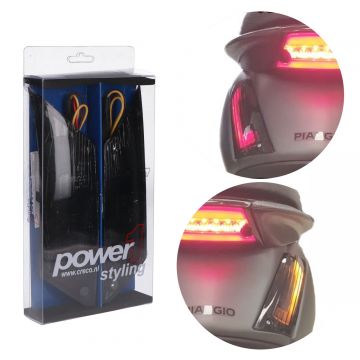 Knipperlicht set Piaggio Zip 2000→50cc 2/4-takt led Power 1 Matrix / flow 2.0 Audi Look smoke achterzijde