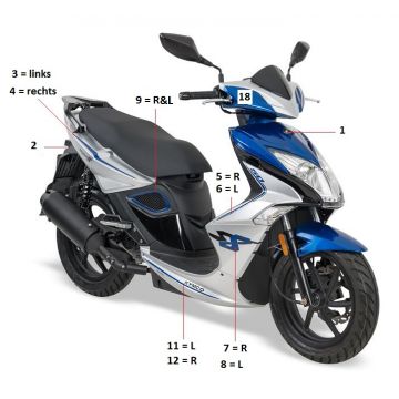 Emblemen - Stickers - Logo Kymco Super8 Street 50i Euro 4 matzwart