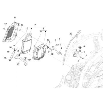 Radiateur - Koelslangen - Koelvloeistoftank Piaggio Medley 125 ABS Euro 5 2021-2022
