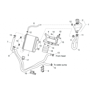 Radiateur - Koelslangen - Koelvloeistoftank Aprilia SR 50 LC (injectie en carburateur) 2004-2009