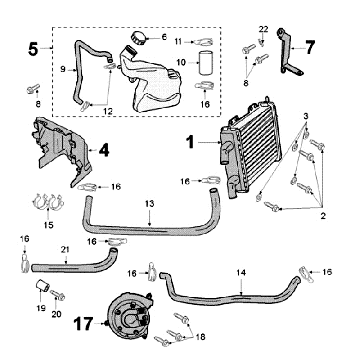 Radiateur - Koeling - Waterpomp Peugeot Jet Force 50 2-takt LC zwart