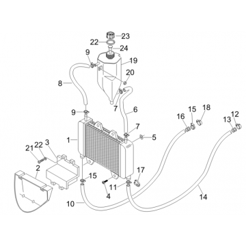 Radiateur - Koelslangen - Koelvloeistoftank Piaggio Zip 50 SP 2-takt LC 2006-2013