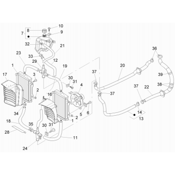 Radiateur - Koelslangen - Koelvloeistoftank Vespa GTS 250 ie 2005-2016 (zonder ABS)
