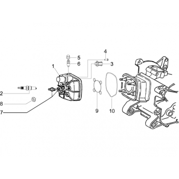 Cilinderkop - Bougie Piaggio NRG Power DD 50 2-takt LC 2007-2017