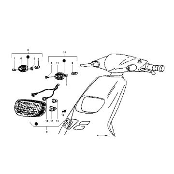 Koplamp- Knipperlichten voorzijde Piaggio Typhoon 50 2-takt AC 1998-2005