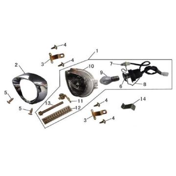 Koplamp China LX 50 4-takt AC antraciet