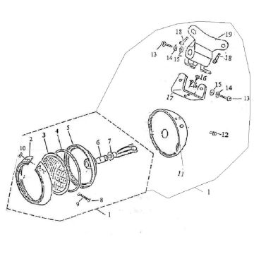 Koplamp Turbho RG50 zwart creme