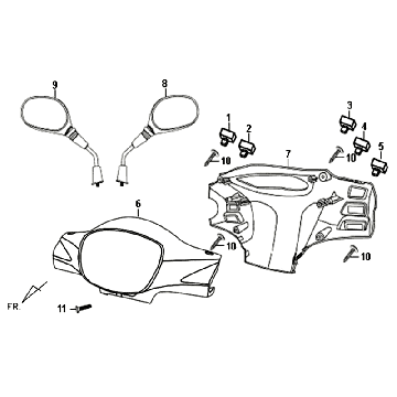 Stuurkappen - Stuurschakelaars - Spiegels Sym Fiddle II (WH006) white Stuurkappen - Stuurschakelaars - Spiegels Sym Fiddle II (WH006) white