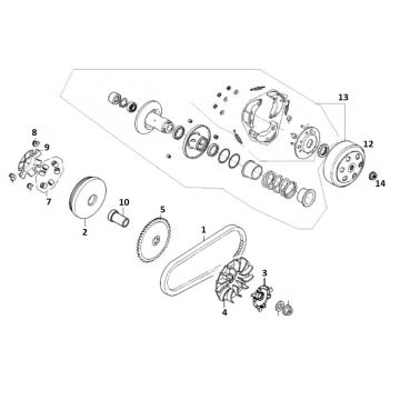 Koppeling - Variateur - V-snaar GY6 12 inch Euro 4 2018→ partsproduct-Koppeling--Variateur-Agm-Retro-4-takt