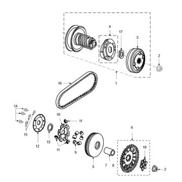 Koppeling - Variateur - V-snaar Peugeot Speedfight 2 50 2-takt AC Euro2