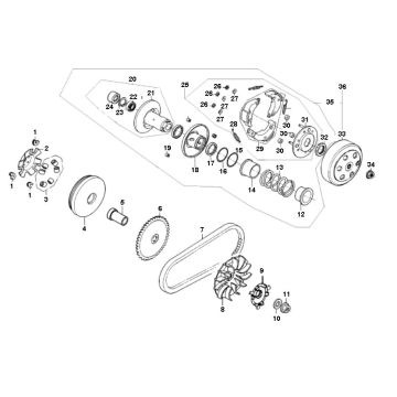 Koppeling - Variateur - V-snaar Peugeot V-Clic 50 4-takt AC