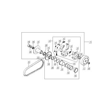 Koppeling - Variateur - V-snaar Kymco Grand Dink 2-takt Zilver