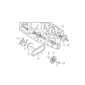 Variateur - Koppeling - V-snaar Kymco New Sento 50i 4-takt zwart