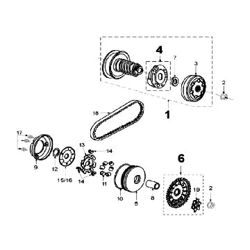Variateur - Koppeling - V-snaar Peugeot Speedfight 2 50 2-takt AC Zwart
