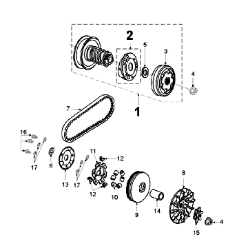Variateur - Koppeling - V-snaar Peugeot Jet Force 50 2-takt LC zwart