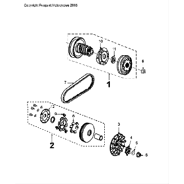 Variateur - Koppeling - V-snaar Peugeot Speedfight 4 50 2-takt LC wit