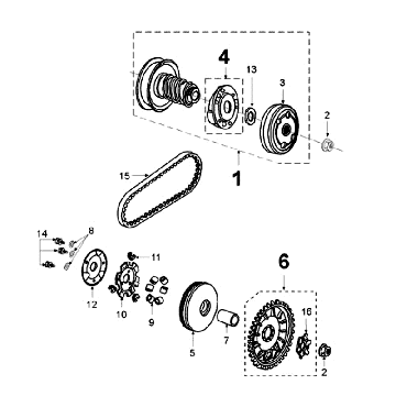 Variateur - Koppeling - V-snaar Peugeot Vivacity Blauw
