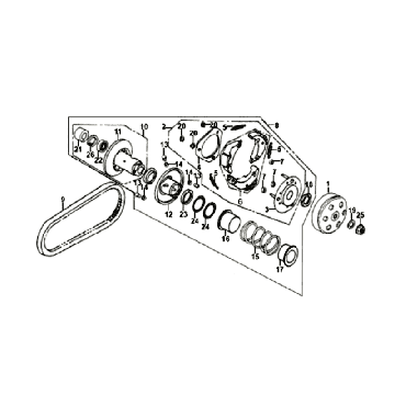 Koppeling - V-snaar Sym Fiddle 50 4-takt AC wit (WH-8018P)