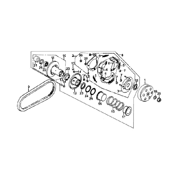 Koppeling - Koppelingshuis - V-snaar Sym Orbit 50 4-takt AC blauw (BU-289)